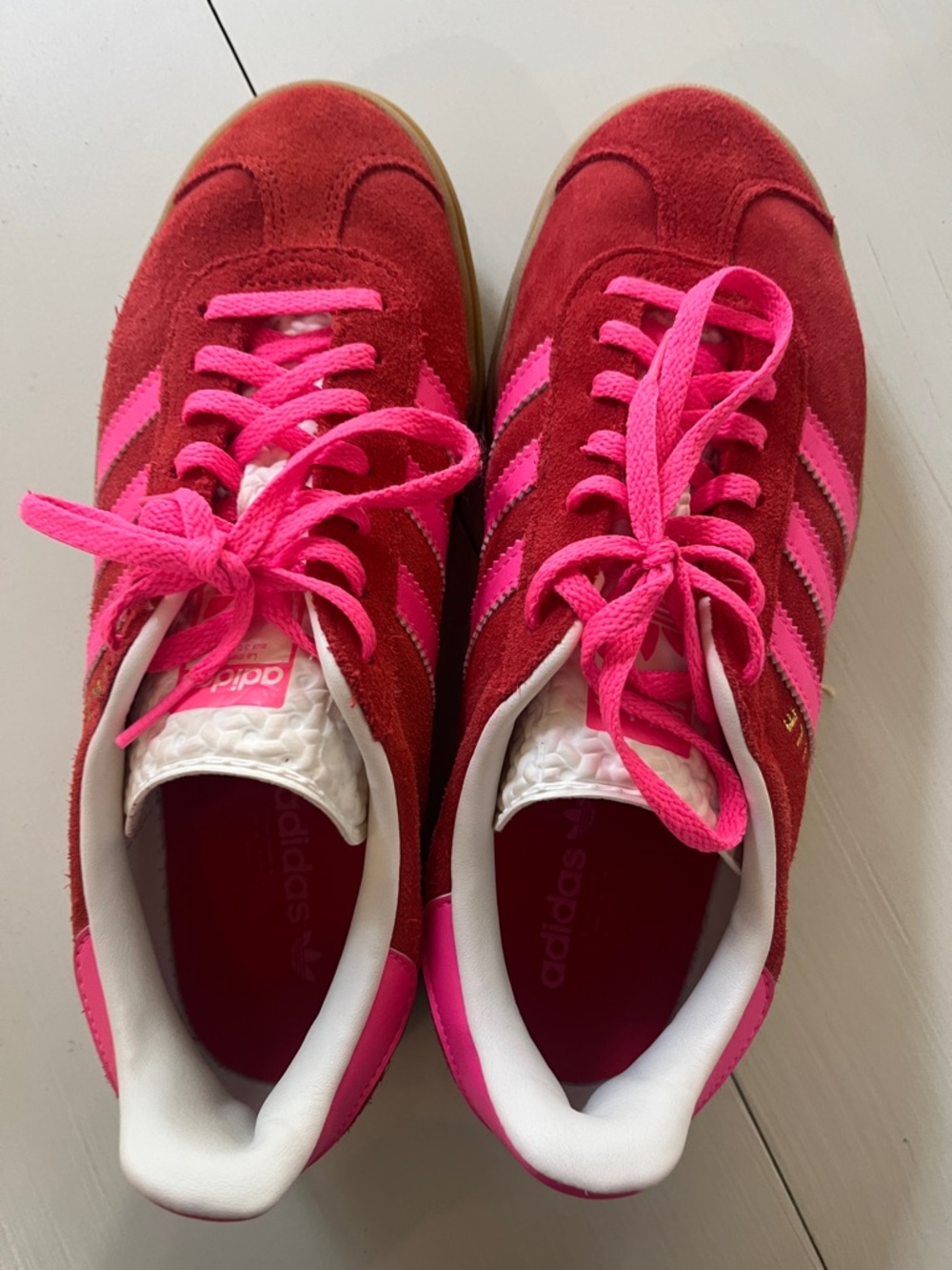 adidas Women’s Gazelle Sneakers in Red and Hot Pink - Picture 3 of 8
